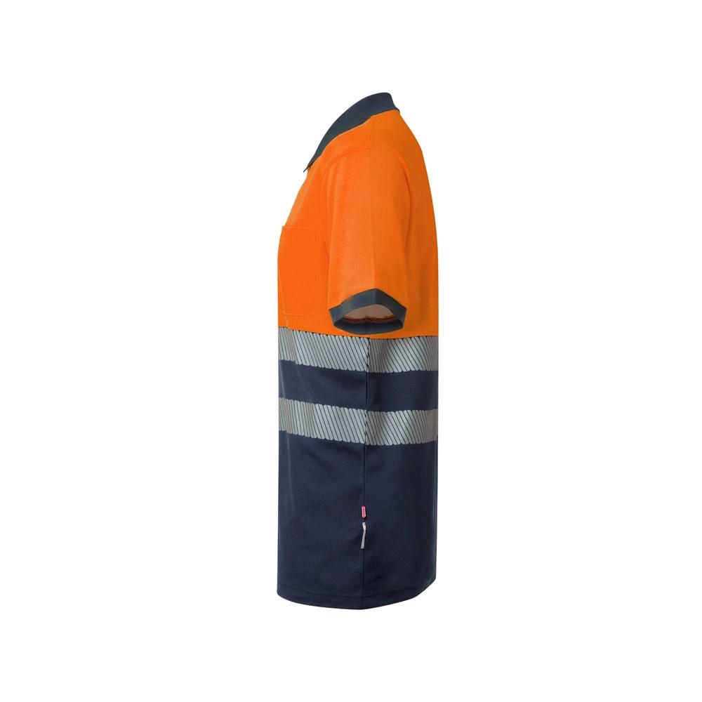 VL ACHELOUS. Tricou polo piqué bicolor (150g/m²) cu mâneci scurte, din bumbac (55%) și poliester (45%) Albastru Portocaliu XL