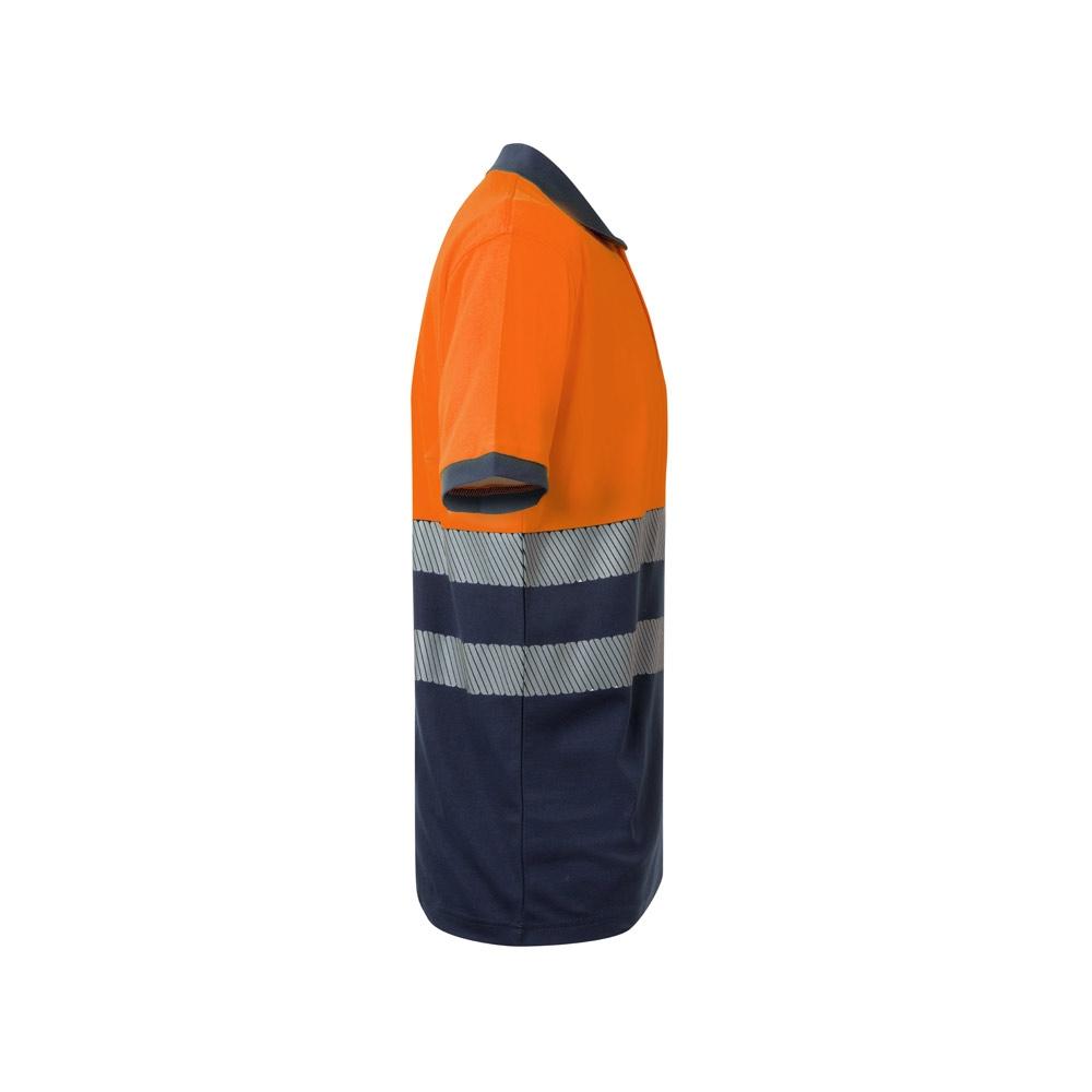 VL ACHELOUS. Tricou polo piqué bicolor (150g/m²) cu mâneci scurte, din bumbac (55%) și poliester (45%) Albastru Portocaliu XL