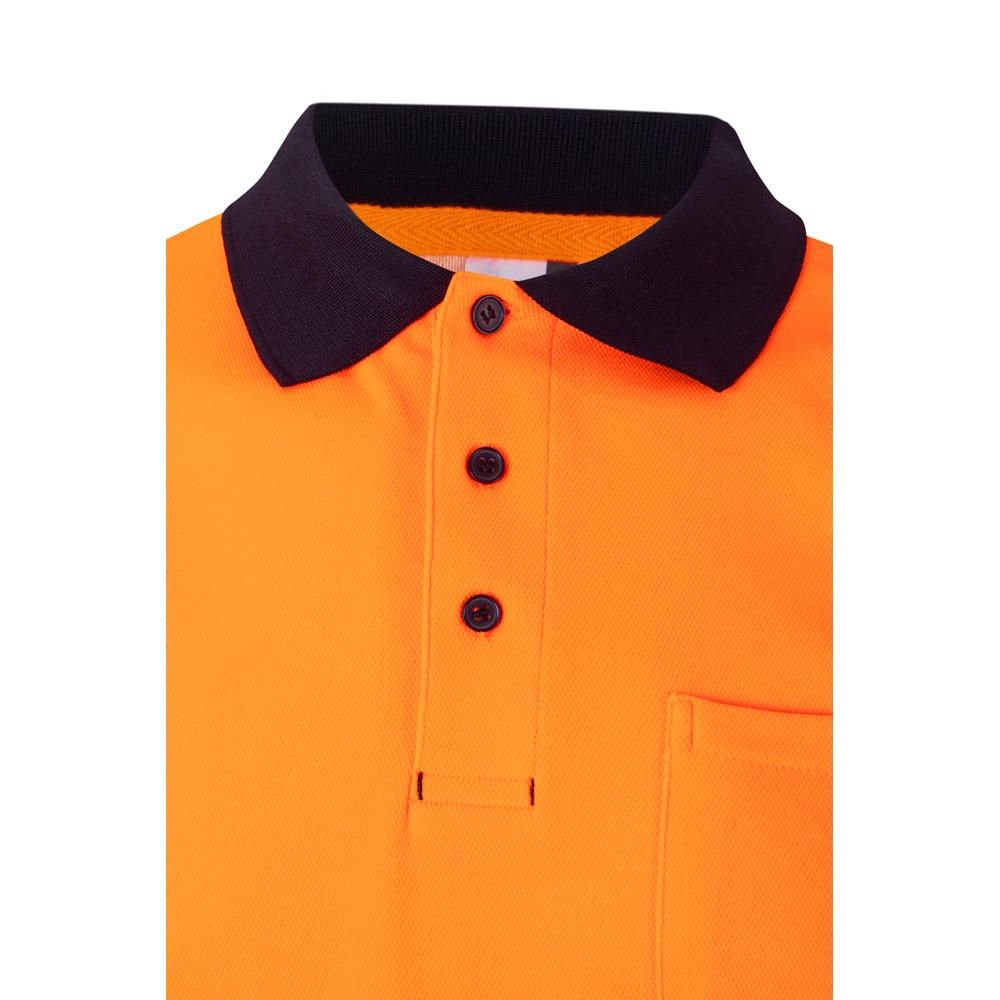 VL ACHELOUS. Tricou polo piqué bicolor (150g/m²) cu mâneci scurte, din bumbac (55%) și poliester (45%) Albastru Portocaliu XL