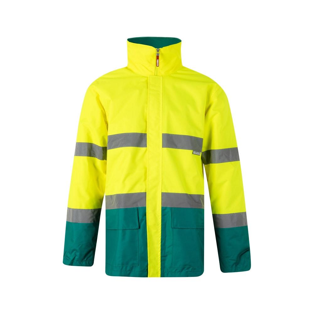 VL THEMIS. Parka bicoloră (190g/m²), din poliester (100%), cu strat PU Verde Galben