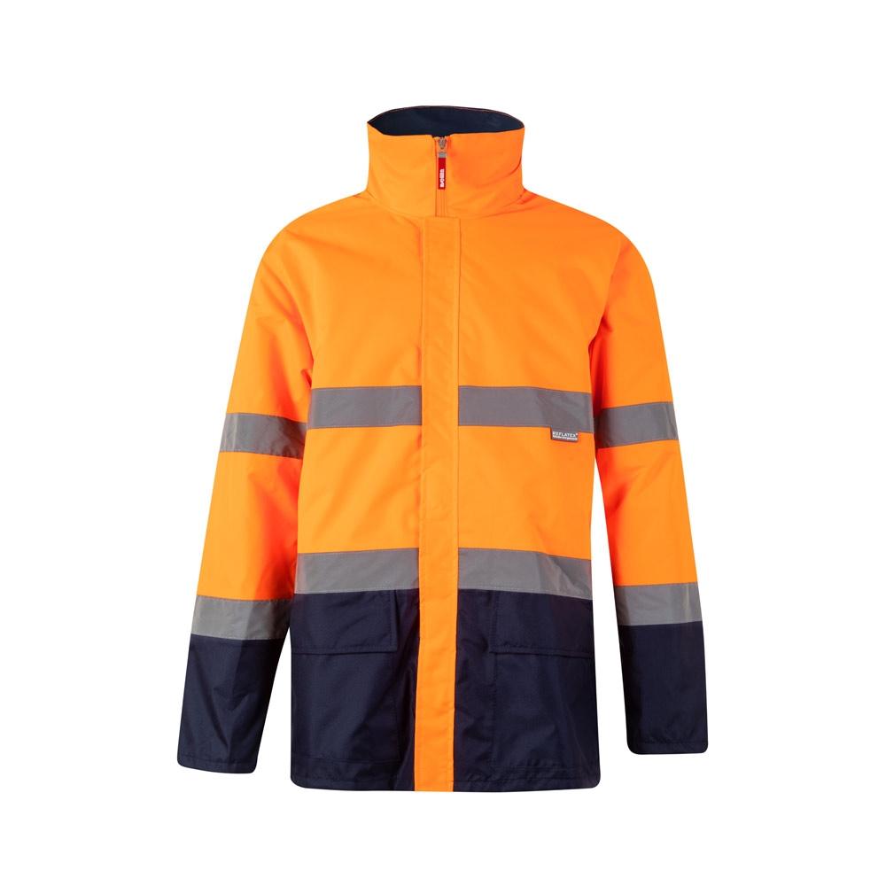 VL THEMIS. Parka bicoloră (190g/m²), din poliester (100%), cu strat PU Albastru Portocaliu