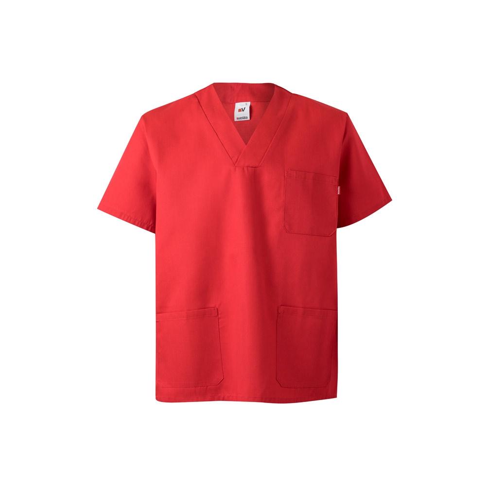 VL ILLAPA. Tunică din twill (190g/m²) cu mâneci scurte, din poliester (65%) și bumbac (35%) Roșu