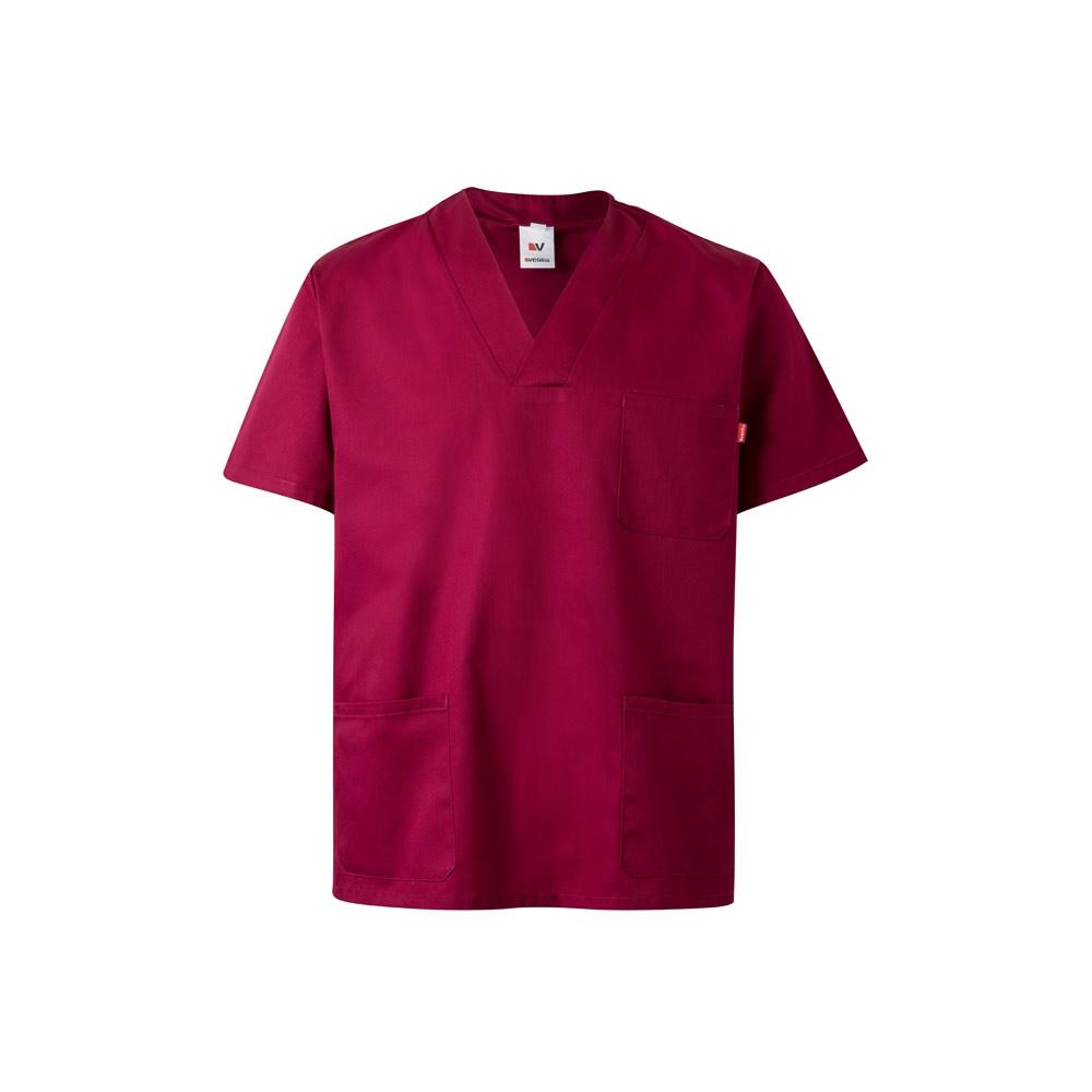 VL ILLAPA. Tunică din twill (190g/m²) cu mâneci scurte, din poliester (65%) și bumbac (35%) Burgundia