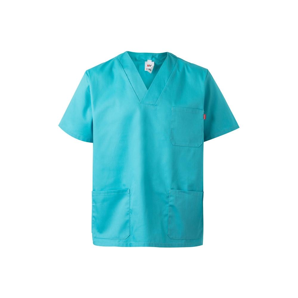 VL ILLAPA. Tunică din twill (190g/m²) cu mâneci scurte, din poliester (65%) și bumbac (35%) Albastru turcoaz