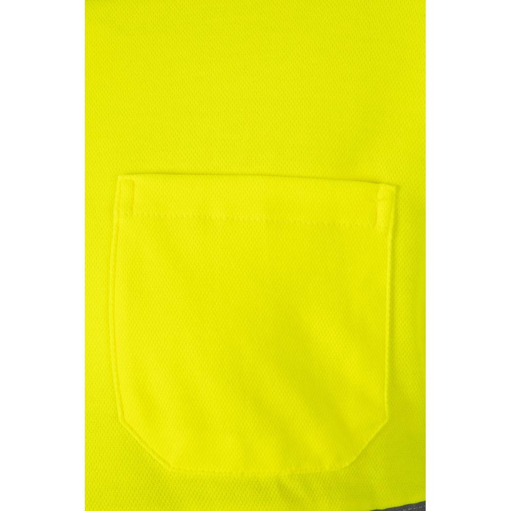 VL PLUTO. Tricou polo piqué bicolor (150g/m²) cu mâneci lungi, din bumbac (55%) și poliester (45%) Albastru Galben M