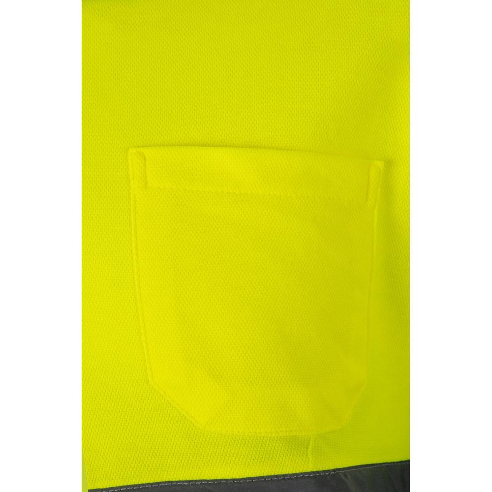 VL PLUTO. Tricou polo piqué bicolor (150g/m²) cu mâneci lungi, din bumbac (55%) și poliester (45%) Verde Galben 3XL