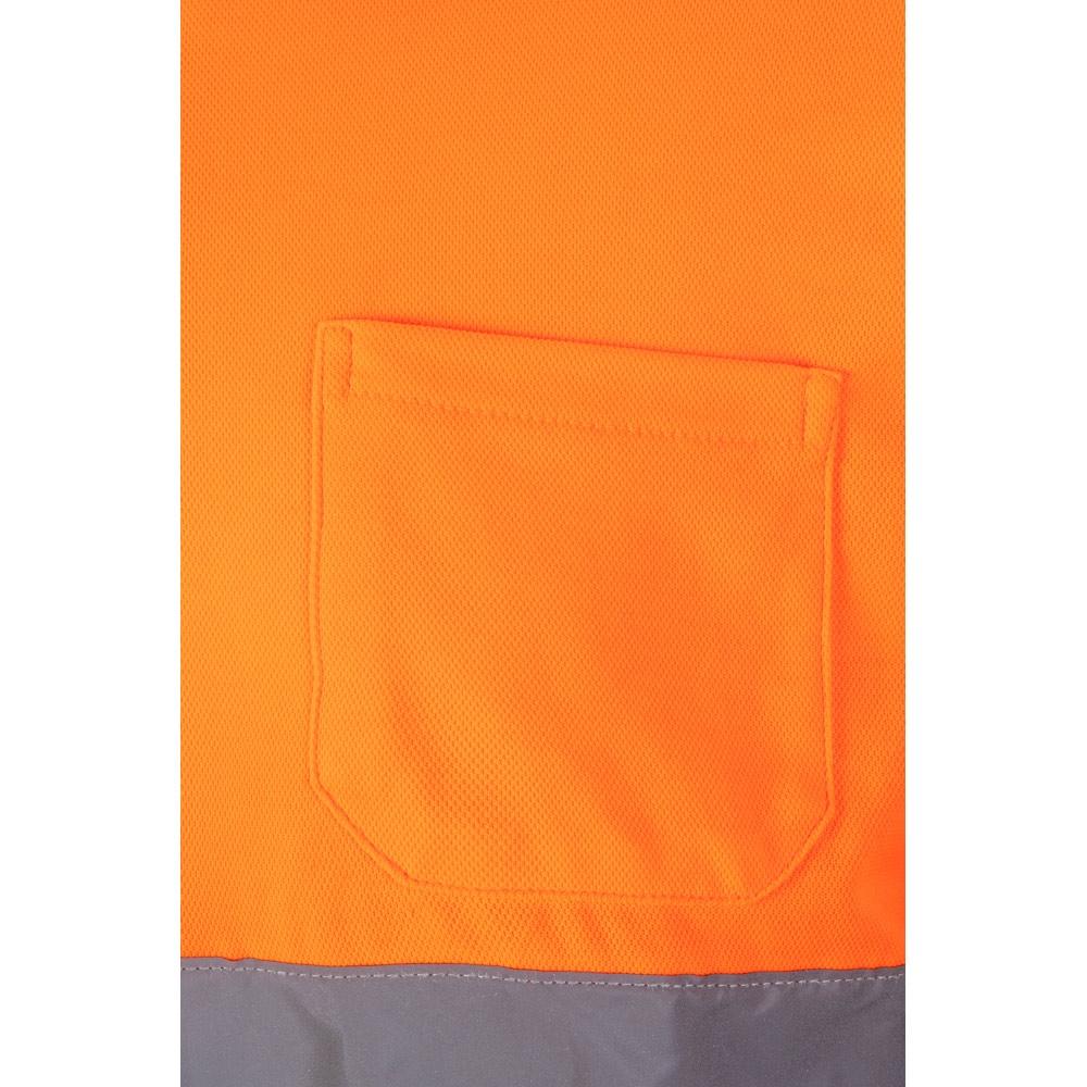 VL PLUTO. Tricou polo piqué bicolor (150g/m²) cu mâneci lungi, din bumbac (55%) și poliester (45%) Albastru Portocaliu M