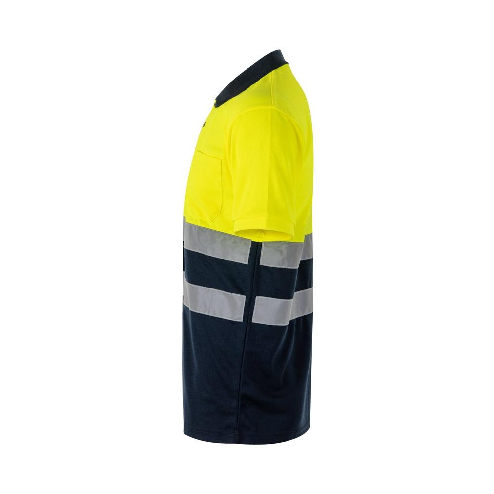 VL FORTUNA. Tricou polo Bird-eye (140g/m²) cu mâneci scurte, din poliester (100%) Albastru Galben L