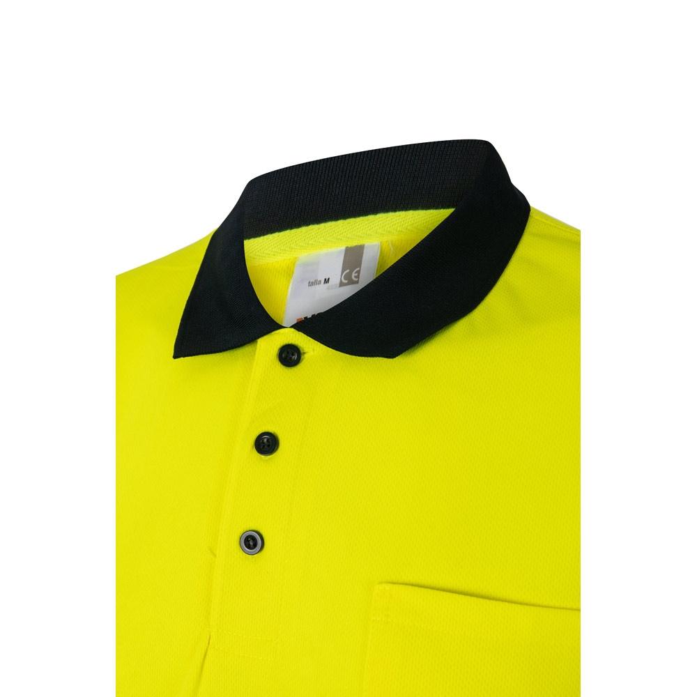 VL FORTUNA. Tricou polo Bird-eye (140g/m²) cu mâneci scurte, din poliester (100%) Albastru Galben L