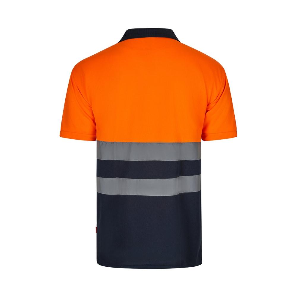 VL FORTUNA. Tricou polo Bird-eye (140g/m²) cu mâneci scurte, din poliester (100%) Albastru Portocaliu 3XL