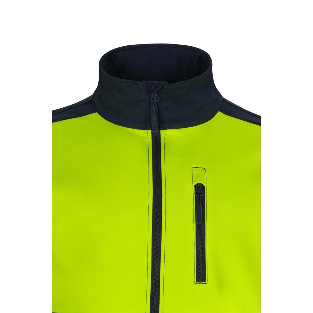 VL HESTIA. Jachetă soft shell bicolor (280g/m²), din poliester (96%) și elastan (4%) Albastru Galben L
