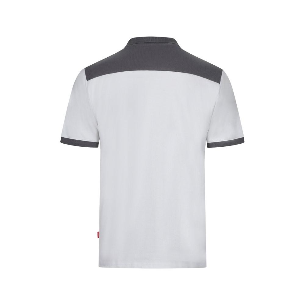 VL VELES. Tricou polo piqué stretch bicolor (200 g/m²), cu mâneci scurte, din poliester (96%) și elastan (4%) Alb M