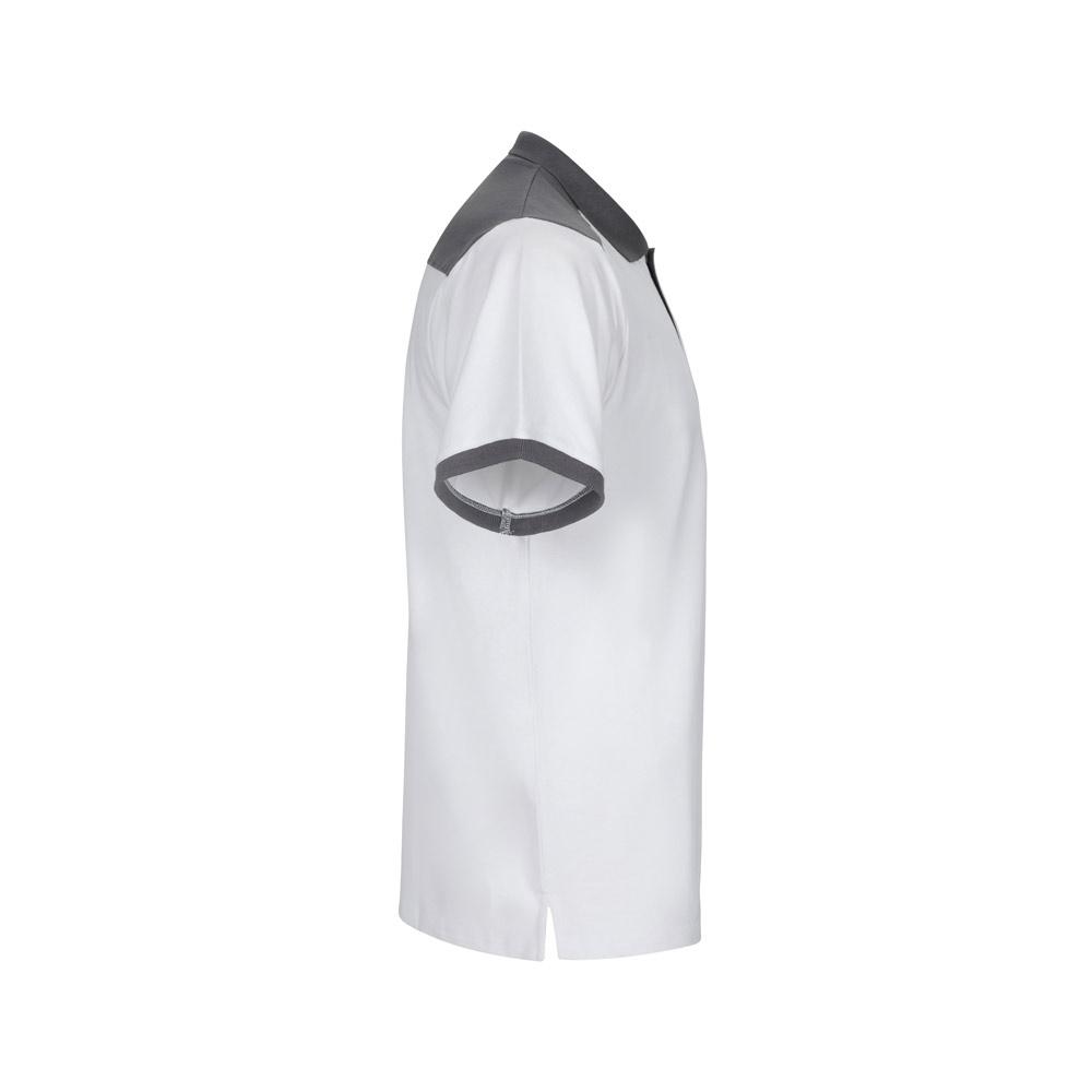 VL VELES. Tricou polo piqué stretch bicolor (200 g/m²), cu mâneci scurte, din poliester (96%) și elastan (4%) Alb M