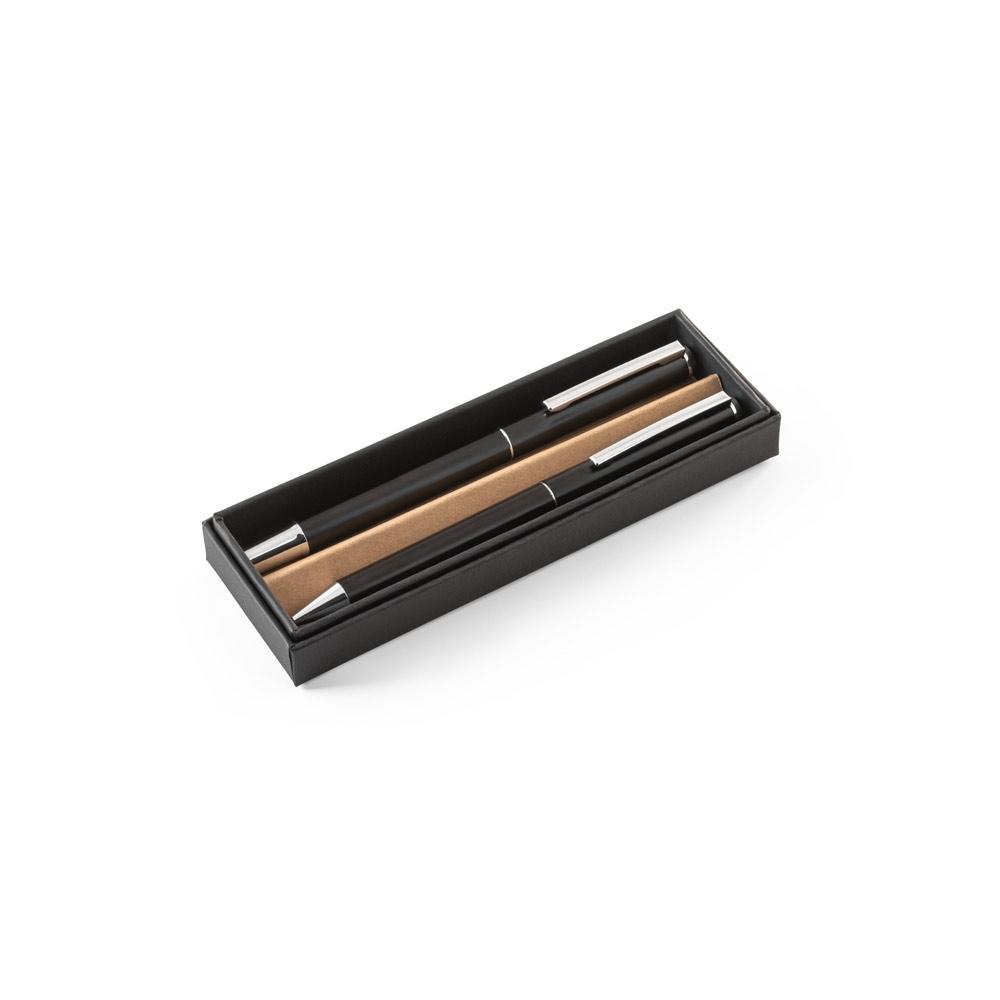 LEAH. Set de roller și pix din aluminiu (94% rAL) cu clips Negru