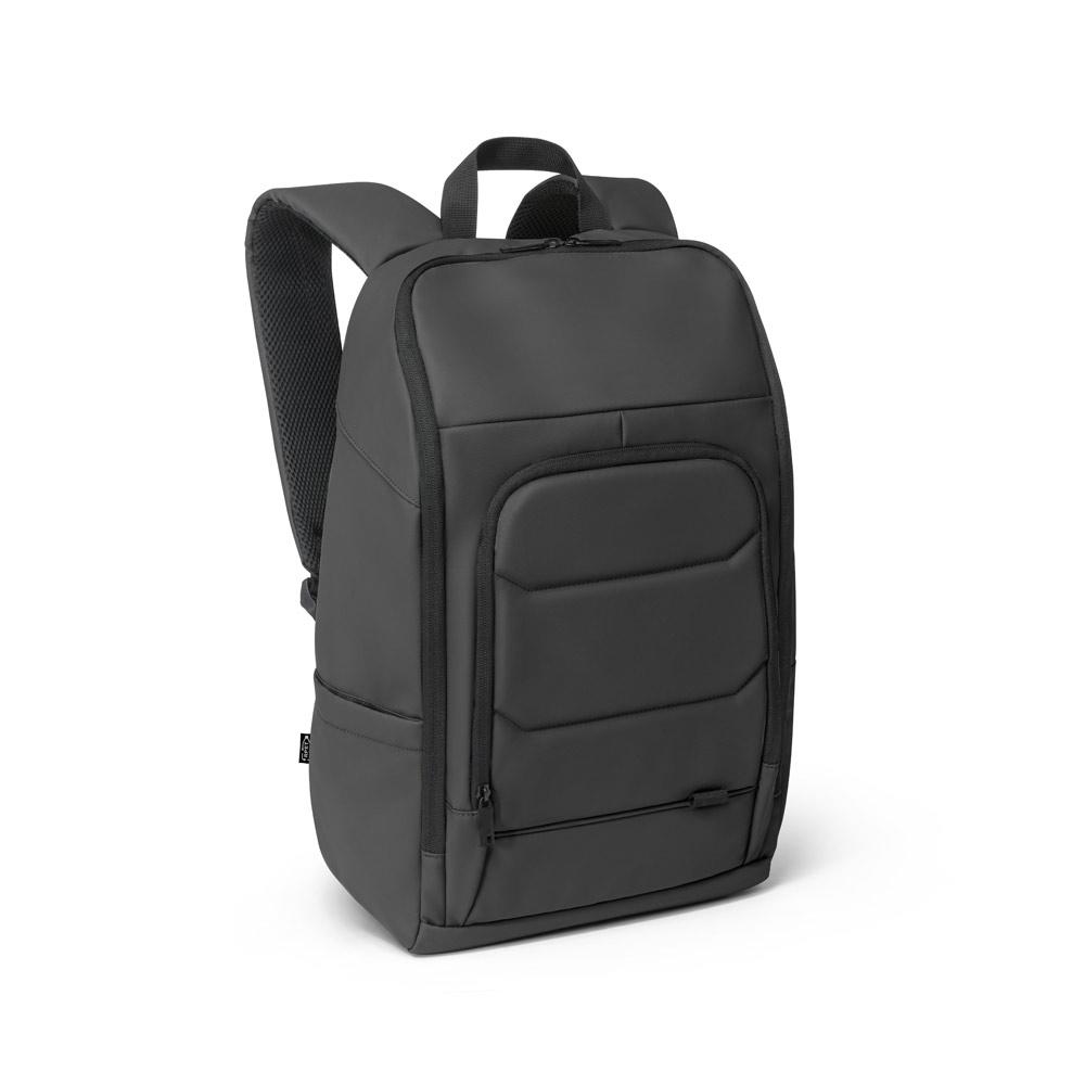 TOULON. Rucsac pentru laptop fabricat din poliester reciclat 600D de înaltă densitate, cu finisaj rezistent la apă și căptușeală 16 Negru