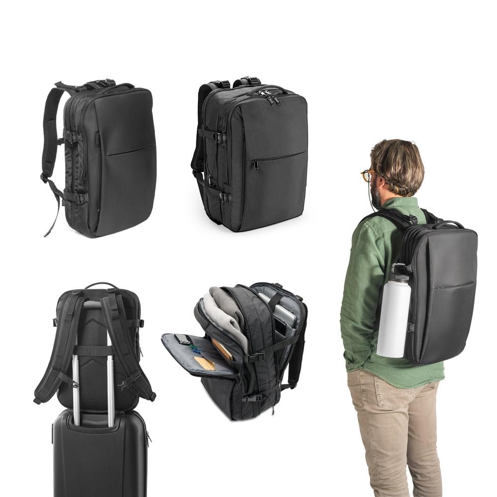 DALLAS. Rucsac de călătorie din poliester 600D reciclat de înaltă densitate pentru laptop de 17.3” Negru
