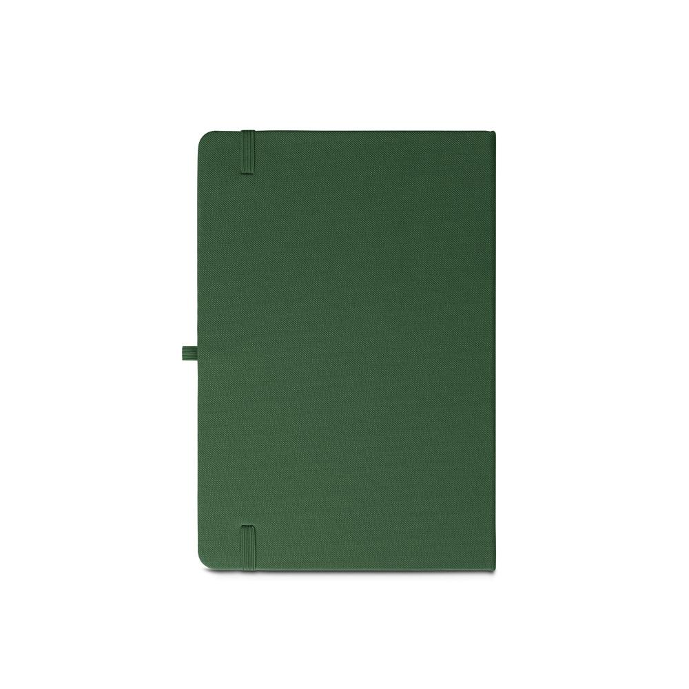 ANNE. Blocnotes A5 din poliester reciclat (100% rPET) cu pagini liniate Verde închis