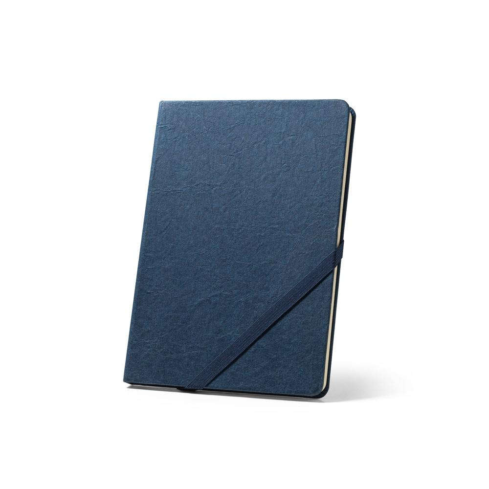 HUXLEY. Blocnotes A5, realizat din hârtie rezistentă la apă, cu pagini liniate realizate dintr-un material certificat FSC™ și alte materiale controlate Albastru