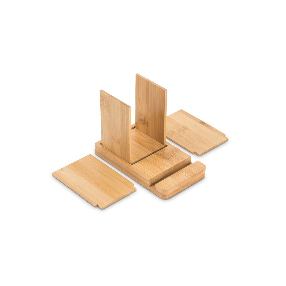 ERWIN. Set de birou cu suport pentru telefon mobil și pahar Natural