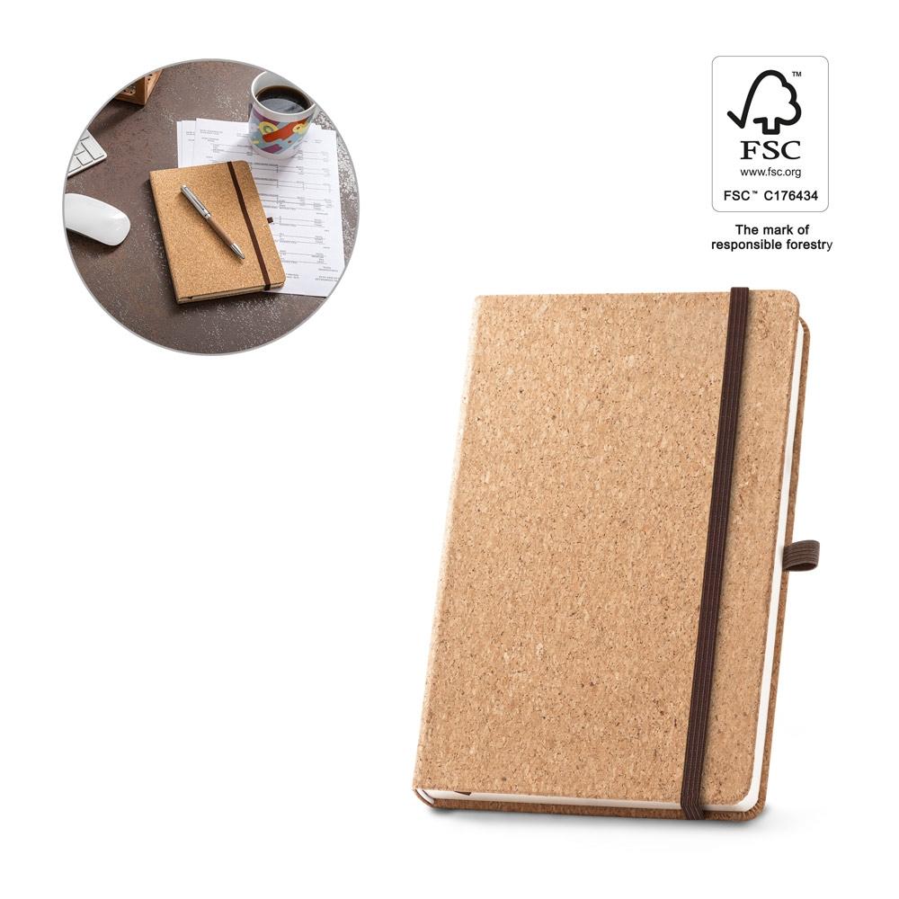 HAWKINS A5. Caiet A5 din plută cu pagini simple din material certificat FSC™ și alte materiale controlate Natural