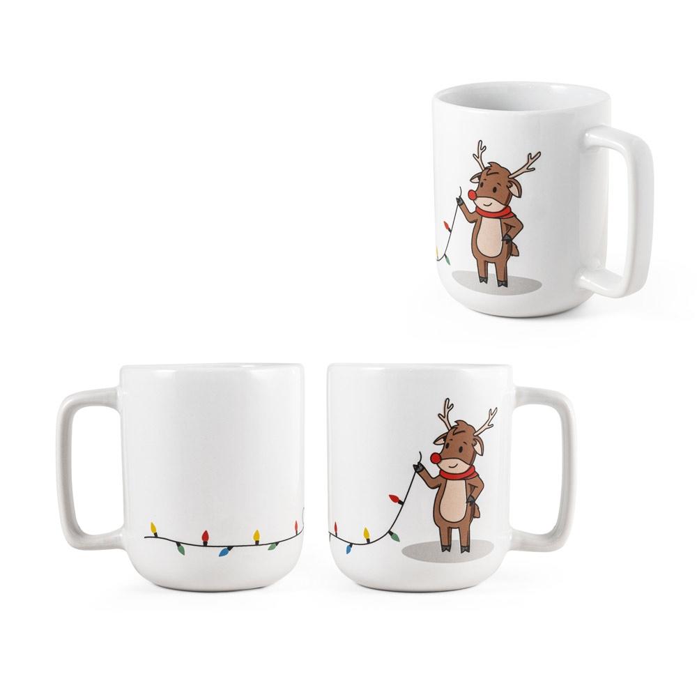 REINDEER. Cană cu design de Crăciun 330 ml Alb