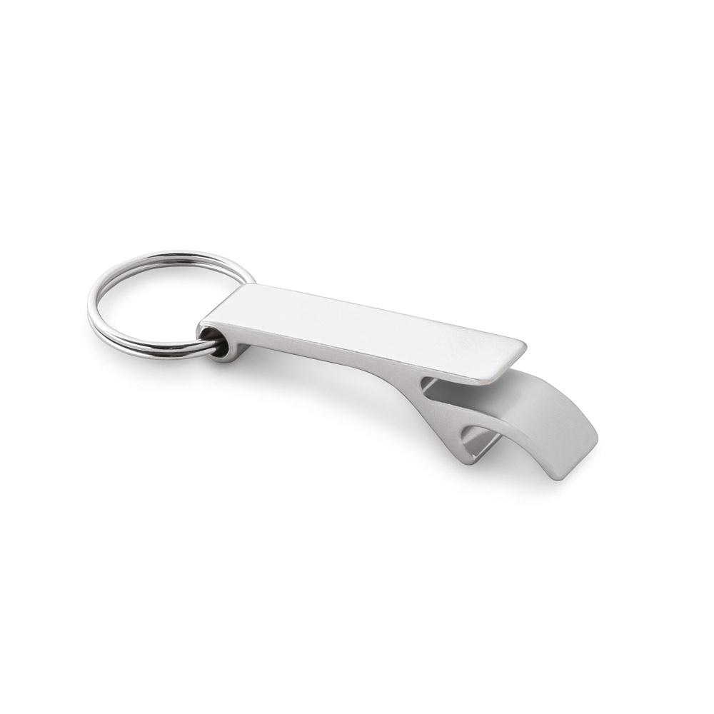 RE-BAITT. Breloc cu deschizător de capsule din aluminiu reciclat (100% rAL) Argintiu satinat