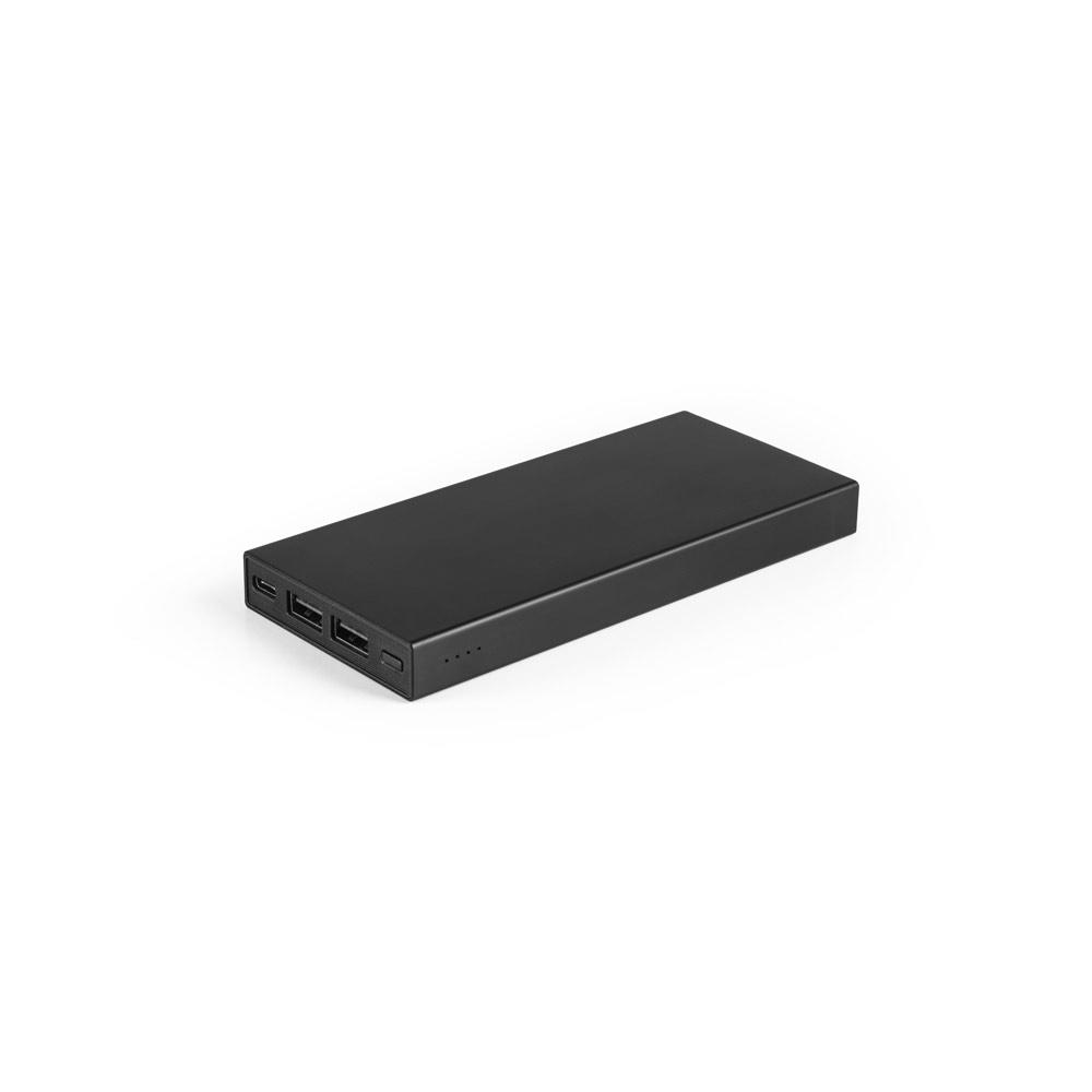 DOROTHY 10. Power bank 10.000 mAh din aluminiu reciclat (100% rAL) Negru