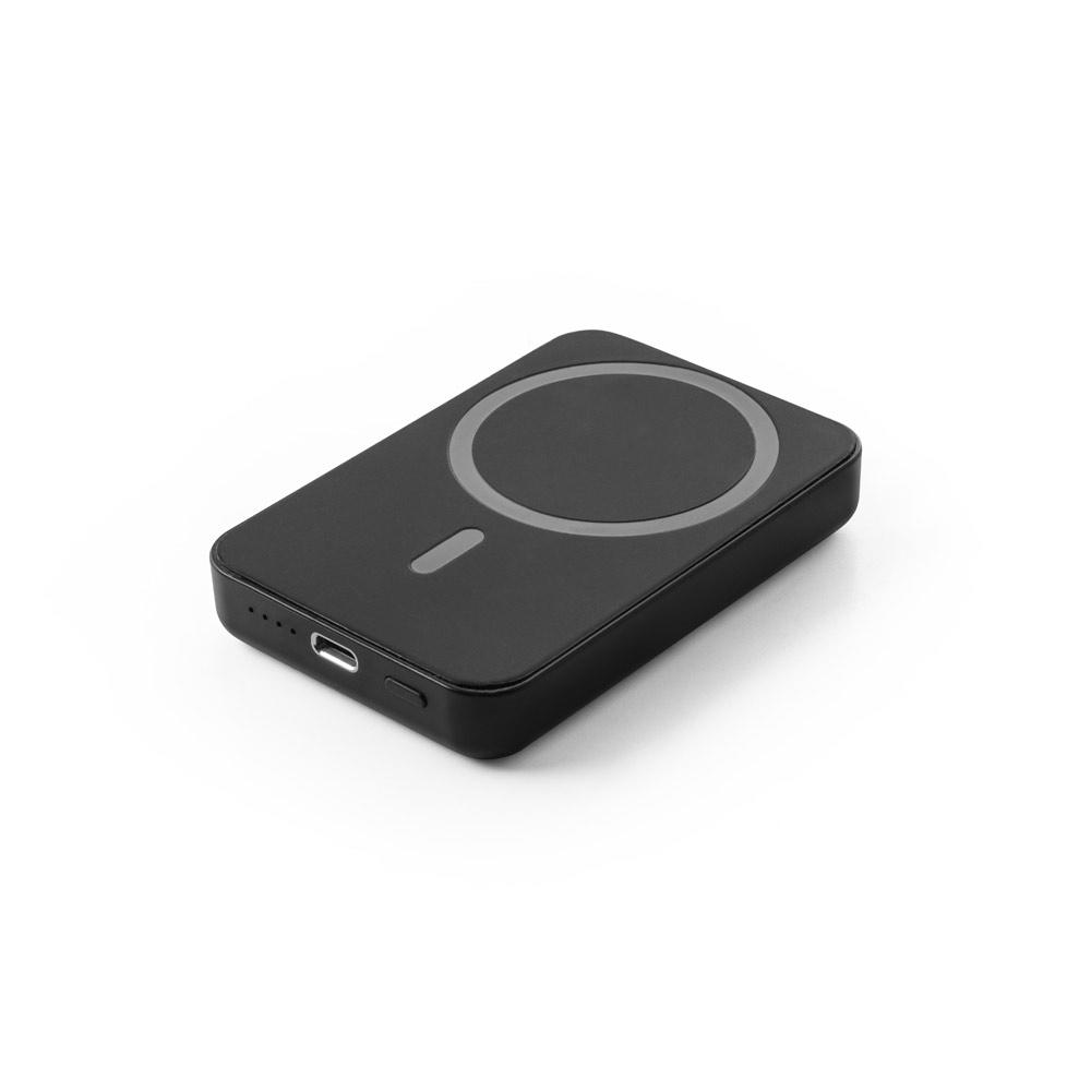 AMPERE 5. Power bank magnetic de 5.000 mAh cu încărcător wireless ultrarapid de 15W în ABS reciclat (100% rABS) Negru