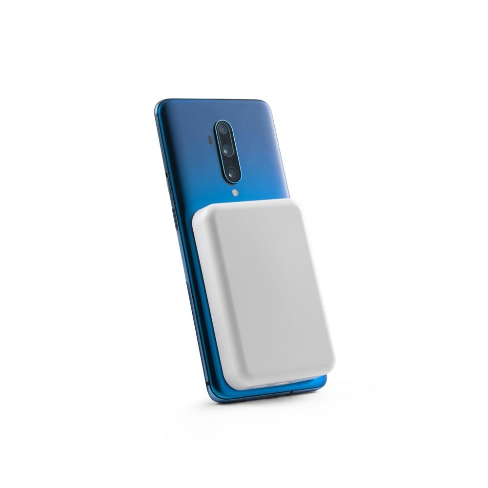AMPERE 5. Power bank magnetic de 5.000 mAh cu încărcător wireless ultrarapid de 15W în ABS reciclat (100% rABS) Alb