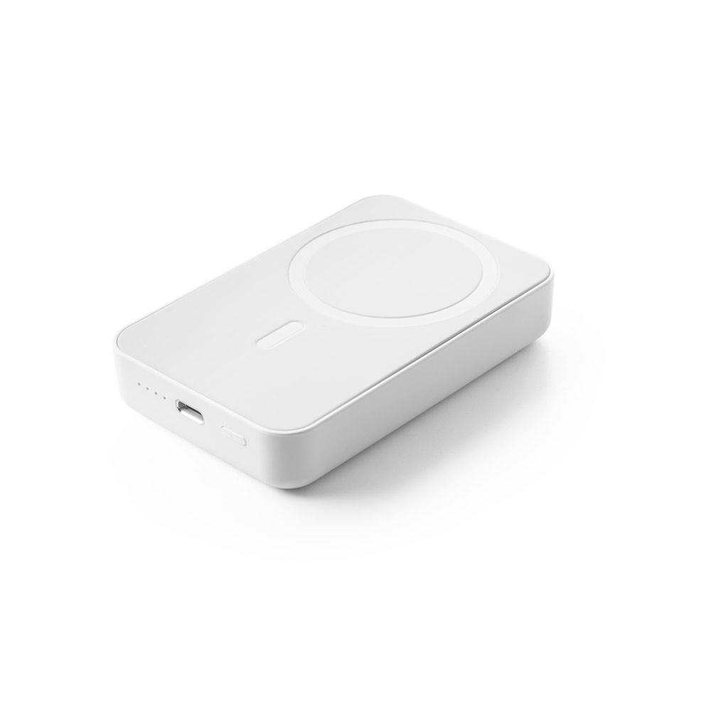 AMPERE 10. Power bank magnetic de 10.000 mAh cu încărcător wireless ultrarapid de 15W în ABS 100% reciclat (100% rABS) Alb