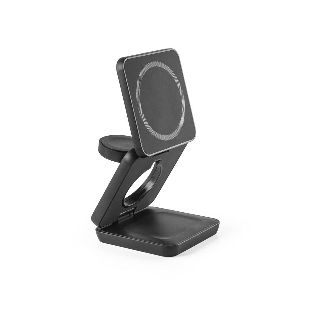 BROGLIE. Încărcător wireless magnetic 3 în 1 super rapid de 15W din ABS reciclat (100% rABS) Negru