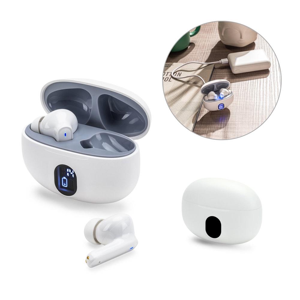 CAETANO. Căști fără fir, autonomie 4 ore, din ABS 100% reciclat (100% rABS) Alb