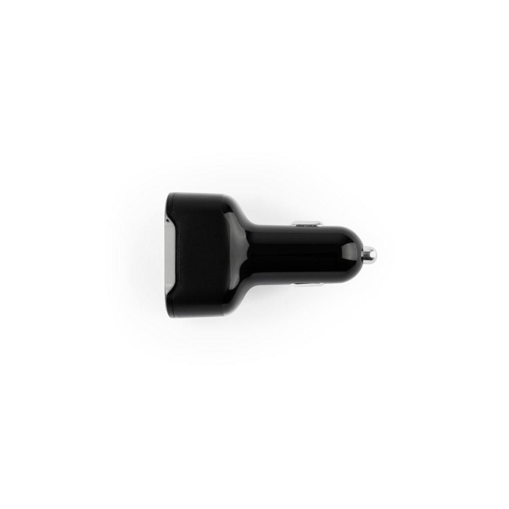 DIRAC. Adaptor pentru brichetă cu port USB-A 18W și USB-C 20W în 100% rABS Negru