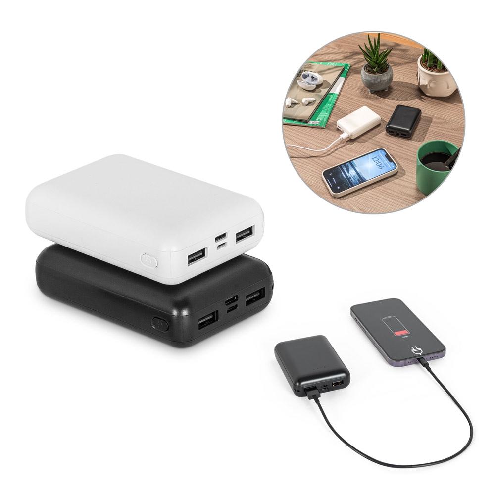 LEAKEY 10. Power bank 10.000 mAh din ABS reciclat (100% rABS) Alb
