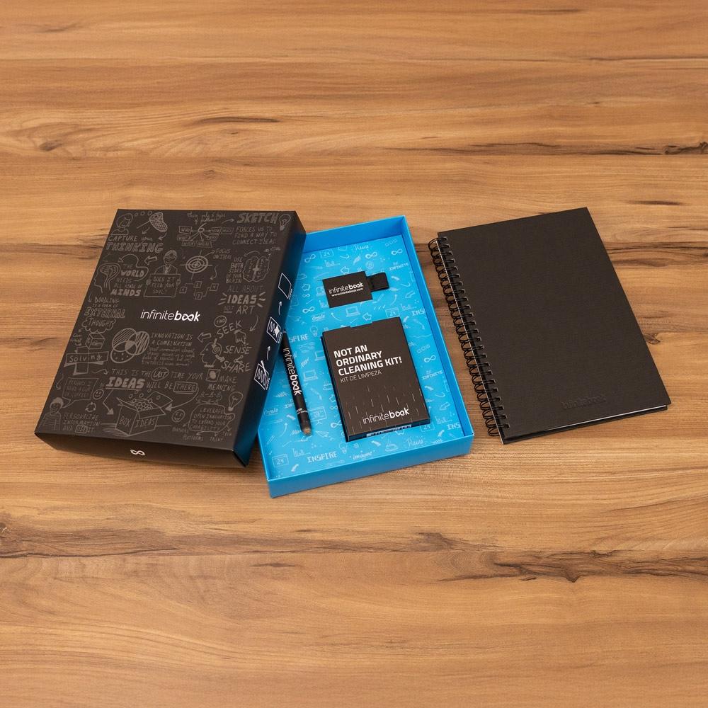 Kit Infinitebook A5 Planner Texture, copertă tare și accesorii curățare Negru