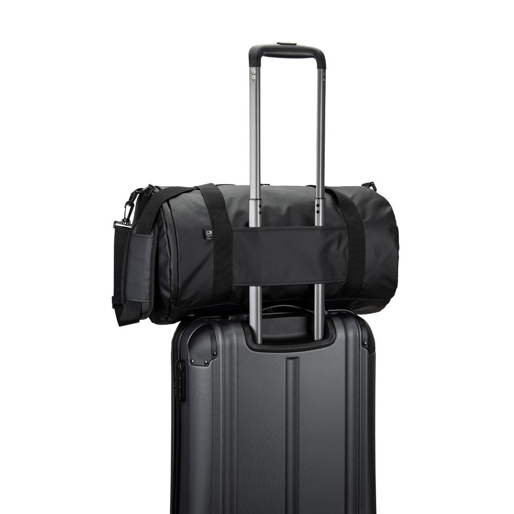 Geantă sport cilindrică Osasco Sport din poliester reciclat 600D, compartiment pantofi Albastru Royal