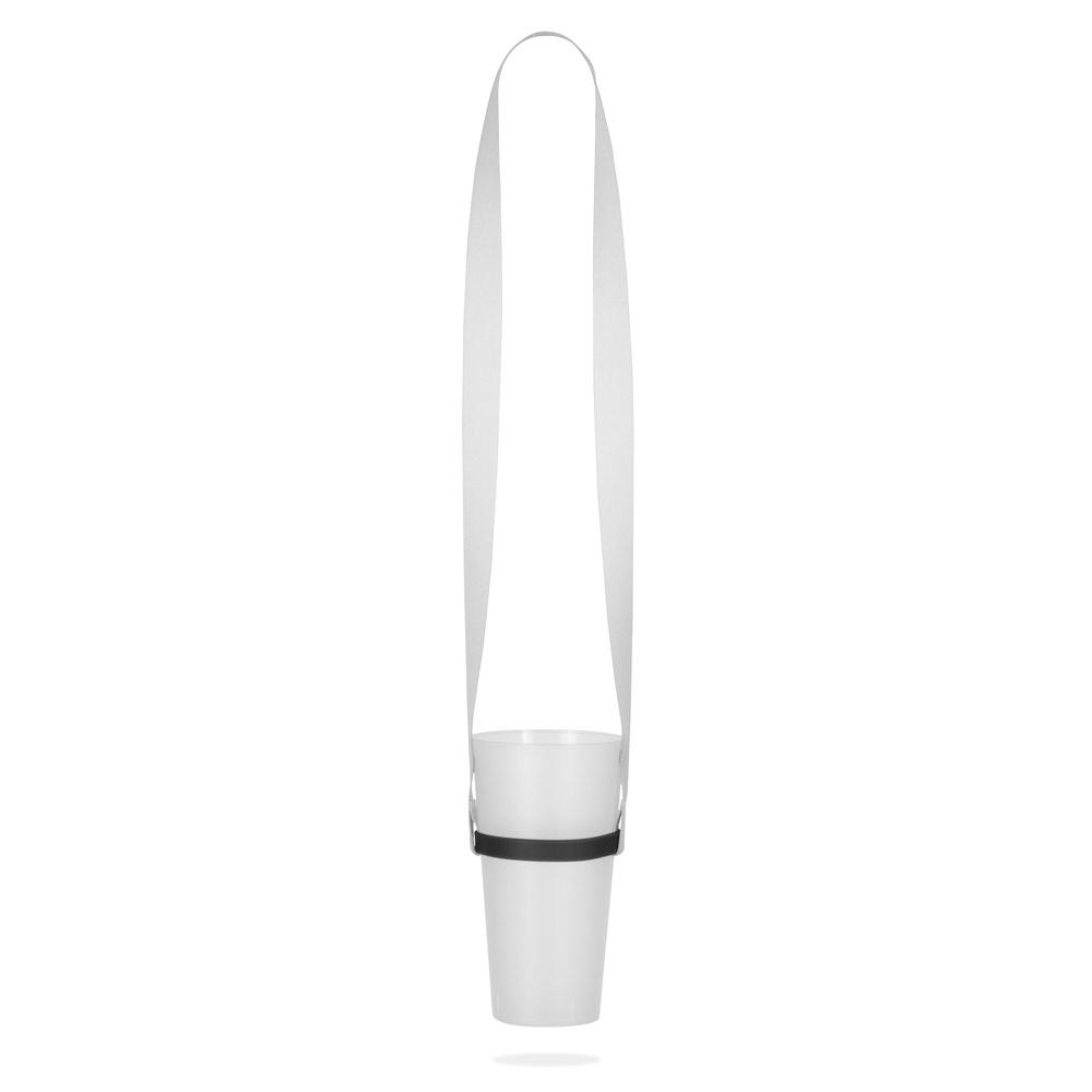 Lanyard Bolton din poliester, suport silicon pentru pahare Alb