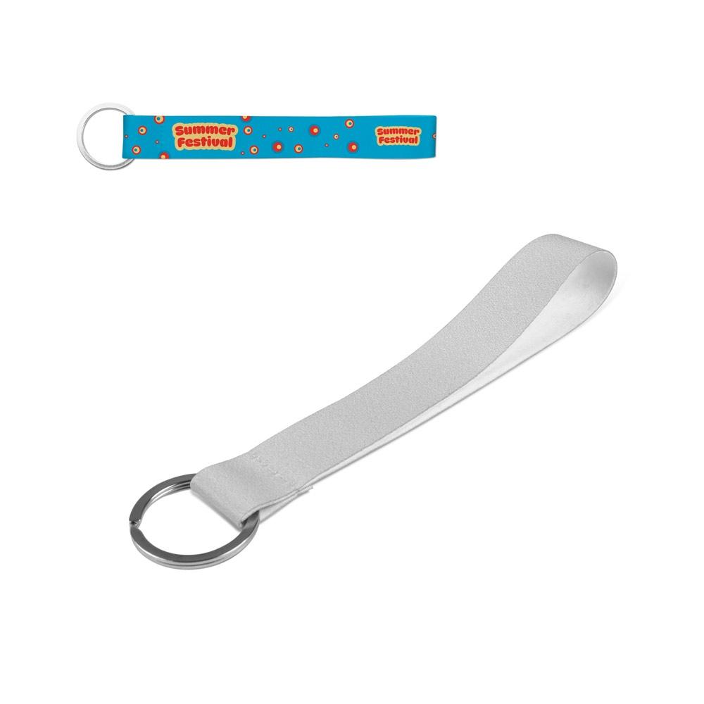 Lanyard scurt Slough din poliester reciclat rPET, inel Alb