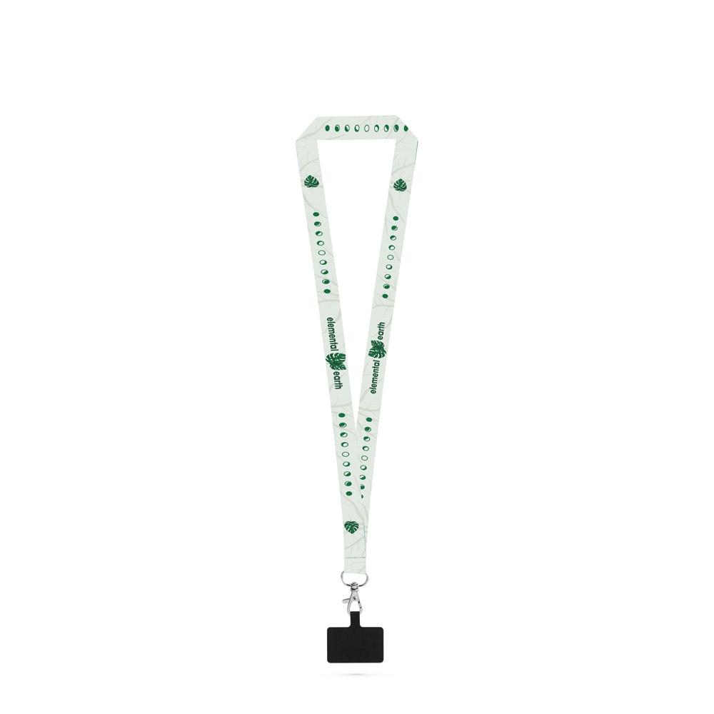 Lanyard sublimare Epsom din poliester reciclat rPET, carabină și suport smartphone