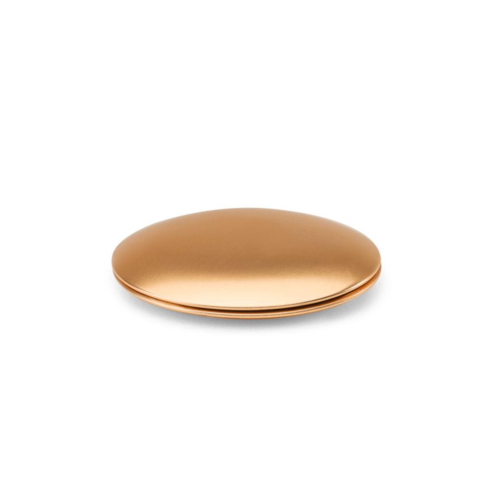 Oglindă rotundă Kayla din aluminiu, două fețe și închidere magnetică