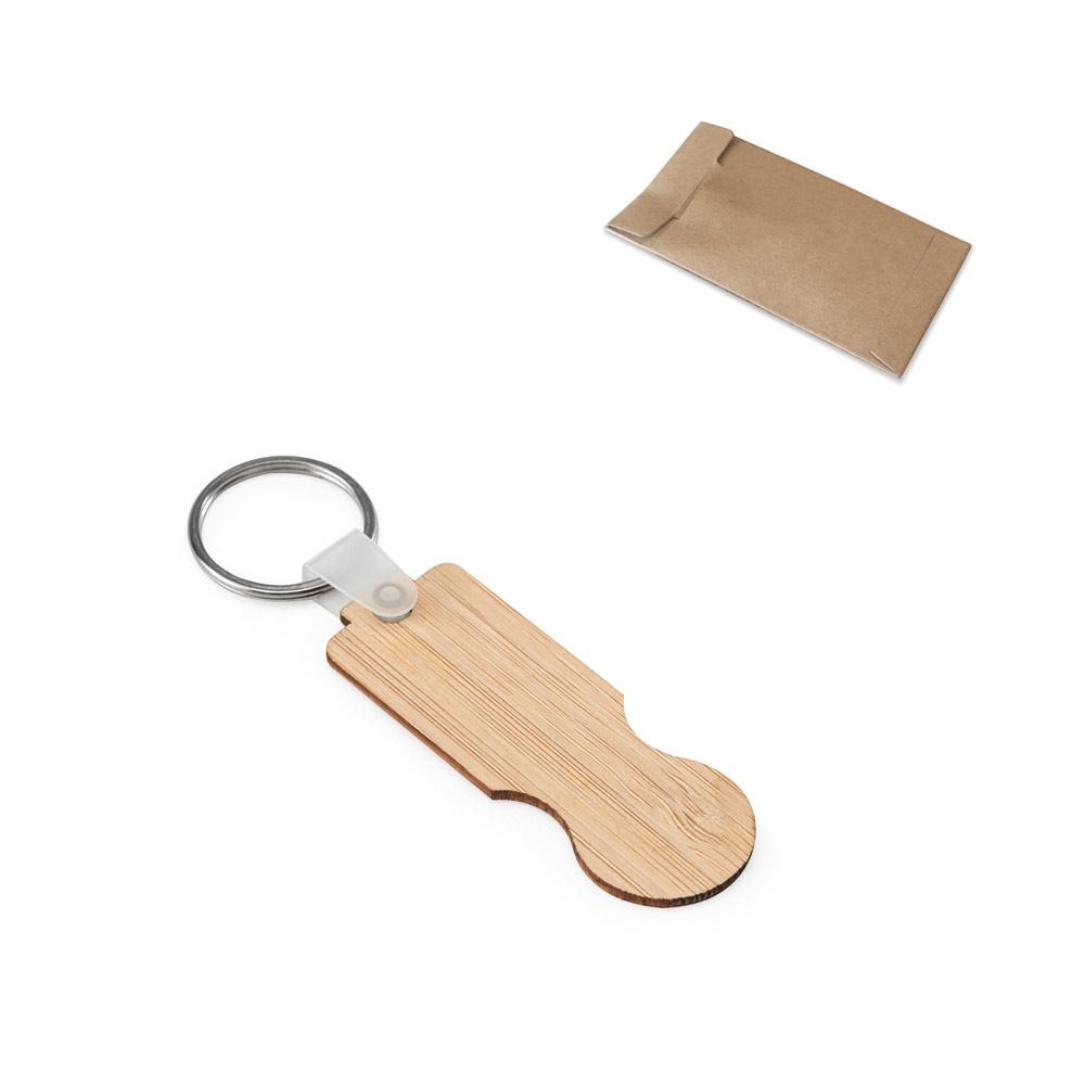 Breloc bambus Shopz, capăt formă monedă Natural