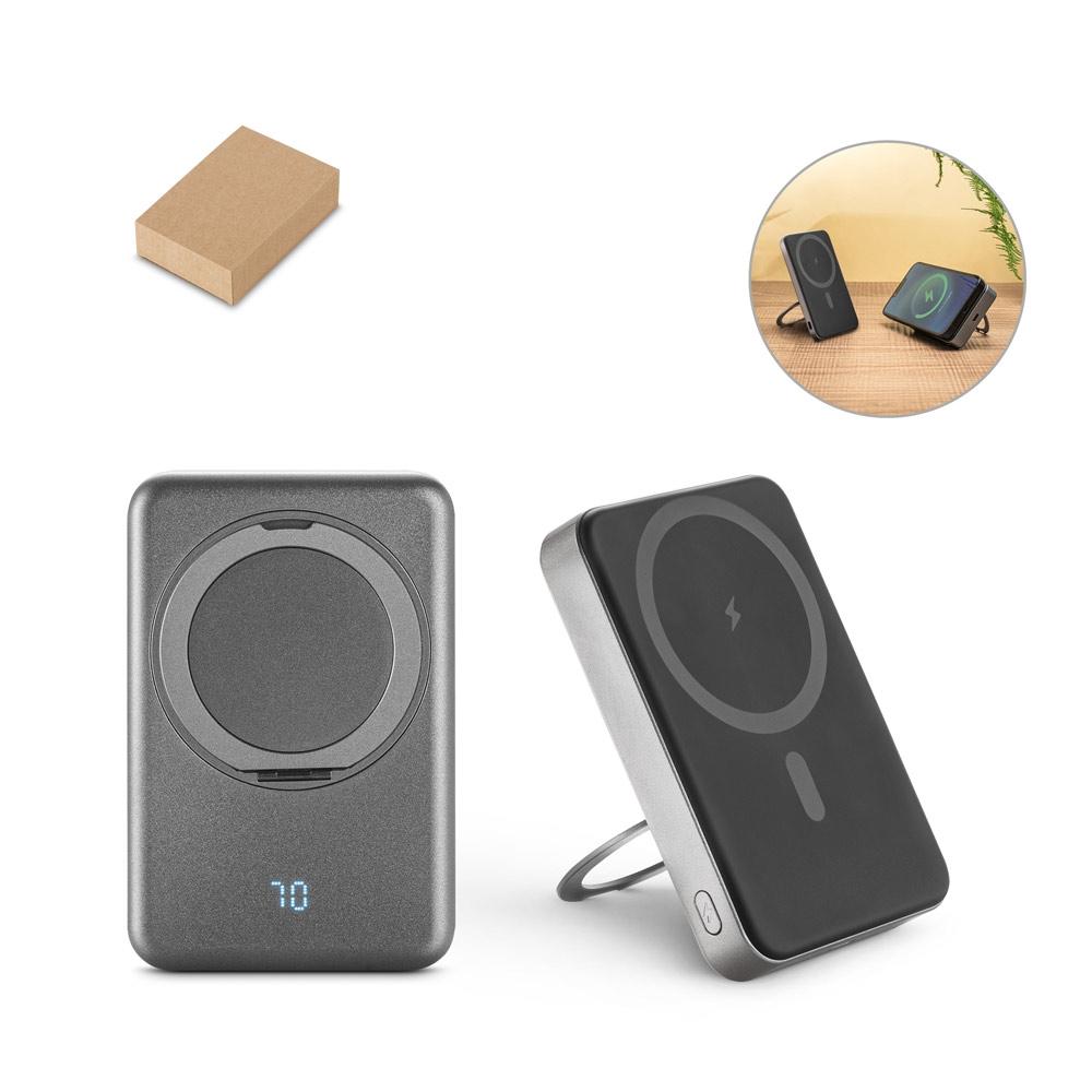 Power bank magnetic Warshel 10 din rABS, 10.000 mAh, wireless 15W Gri închis
