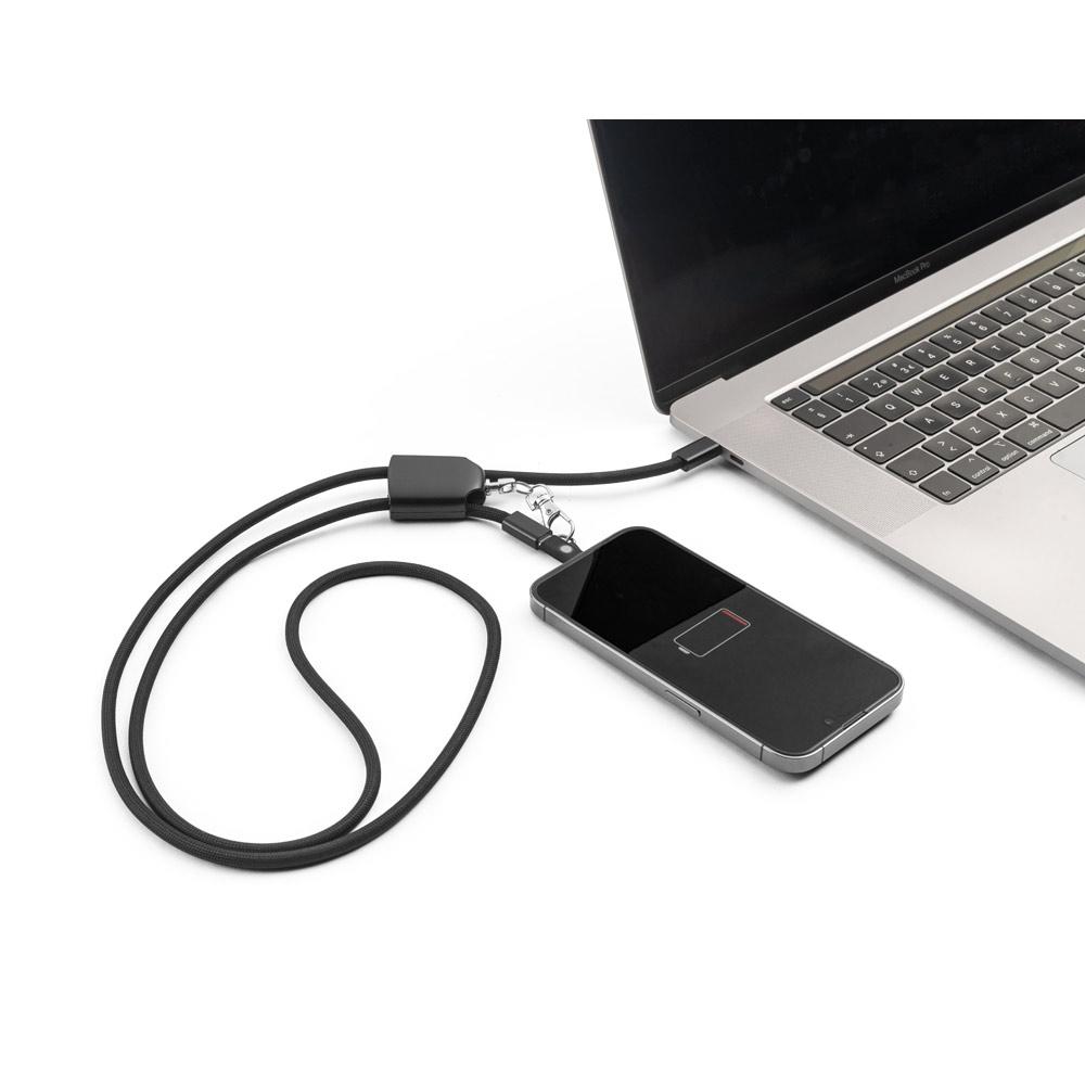 Șnur telefon Zewail cu suport, cablu USB-C și adaptoare rABS/TPE Negru