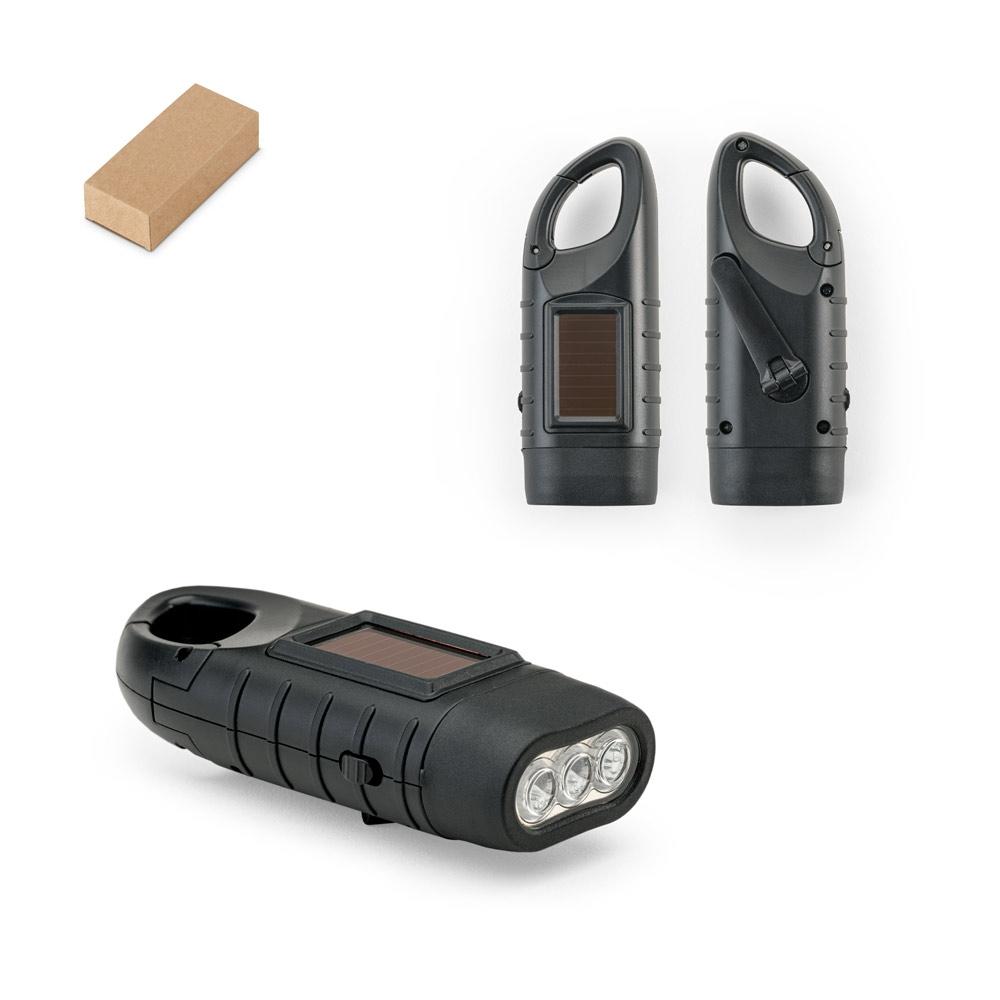 Lanternă compactă Solarky 0.5W din ABS, 3 LED-uri, 90 lumeni Negru