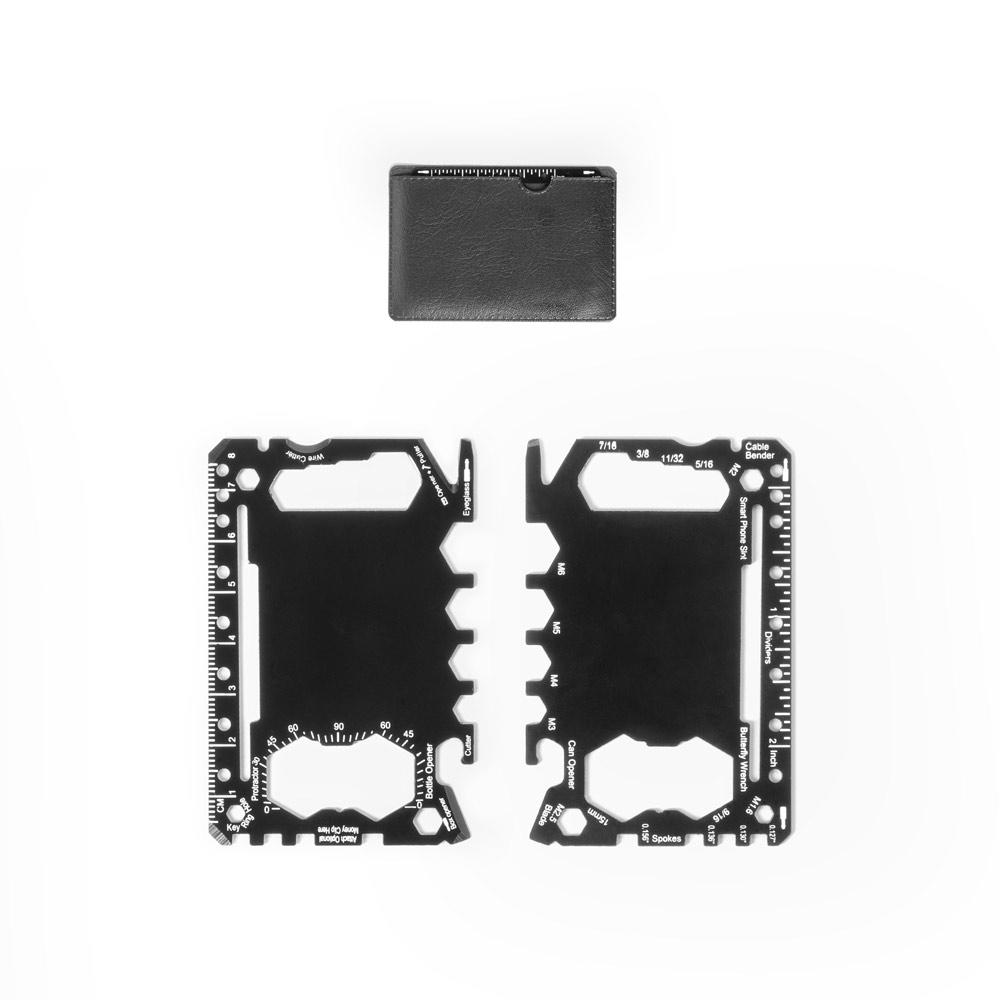 Card multifuncțional Peebles din oțel inoxidabil, 20 funcții Negru