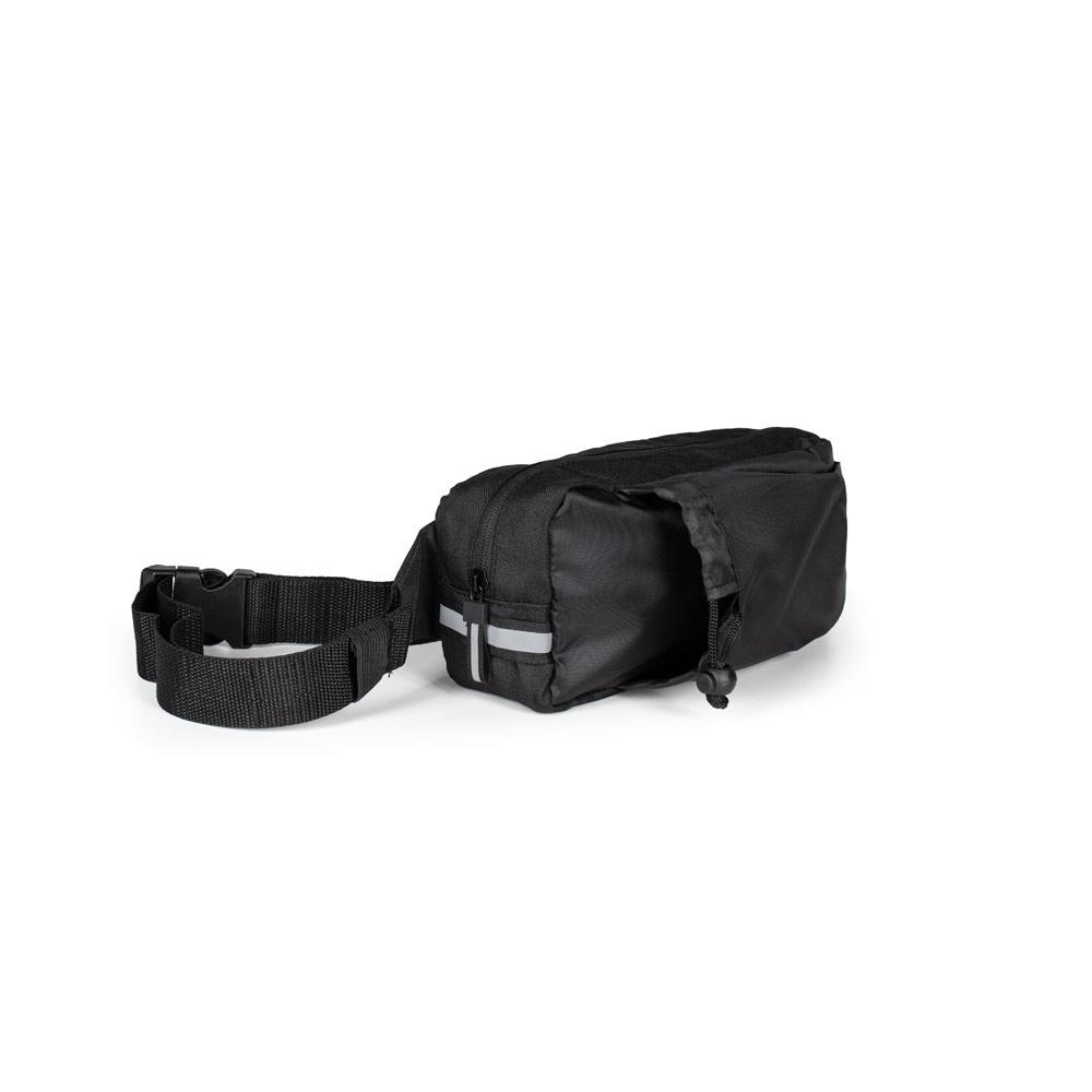 Geantă talie Delfos Pouch Shiny din poliester reciclat 300D/600D, finisaj lucios, reflectorizant Negru