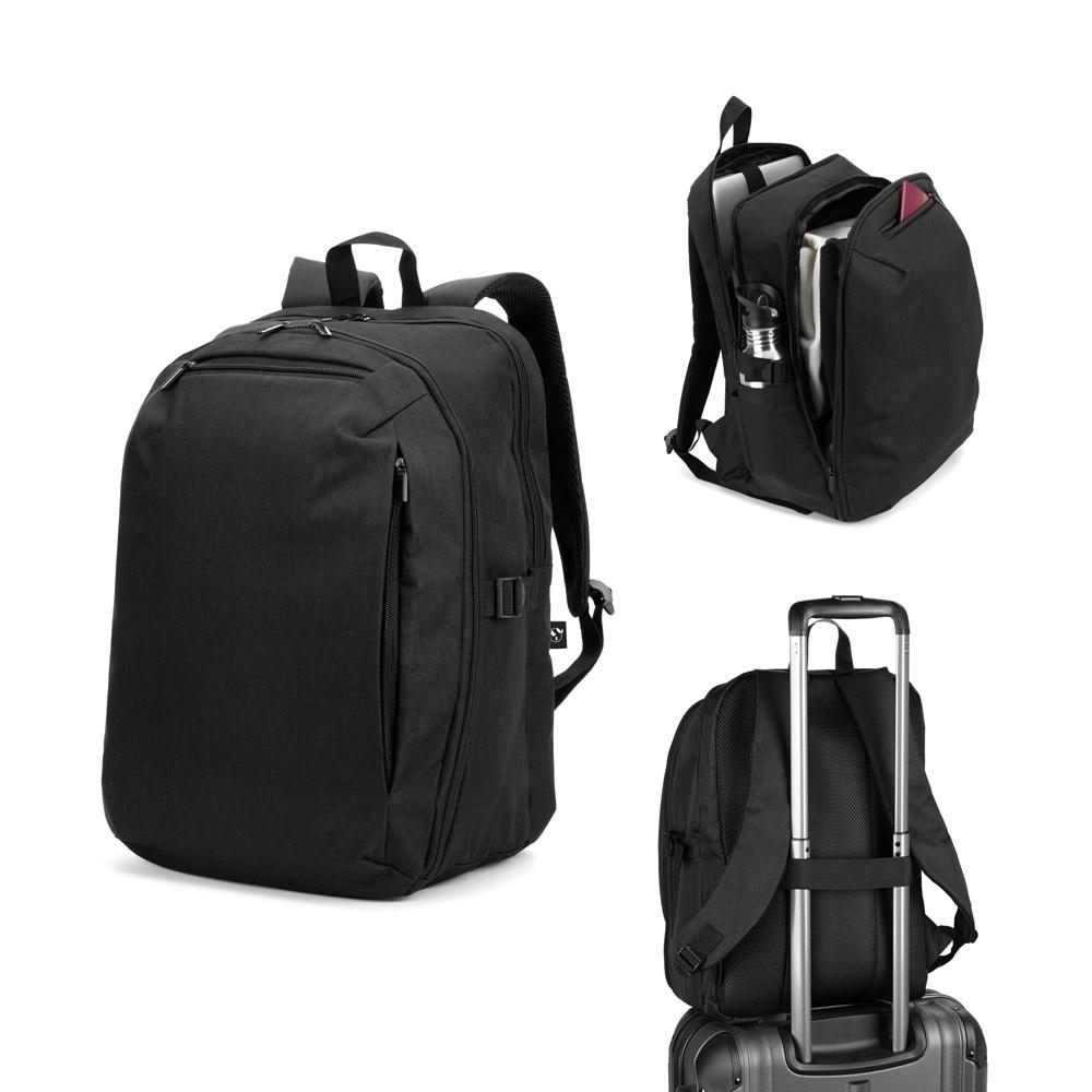 Rucsac Udine din poliester reciclat 300D, deschidere completă, 16'' Negru