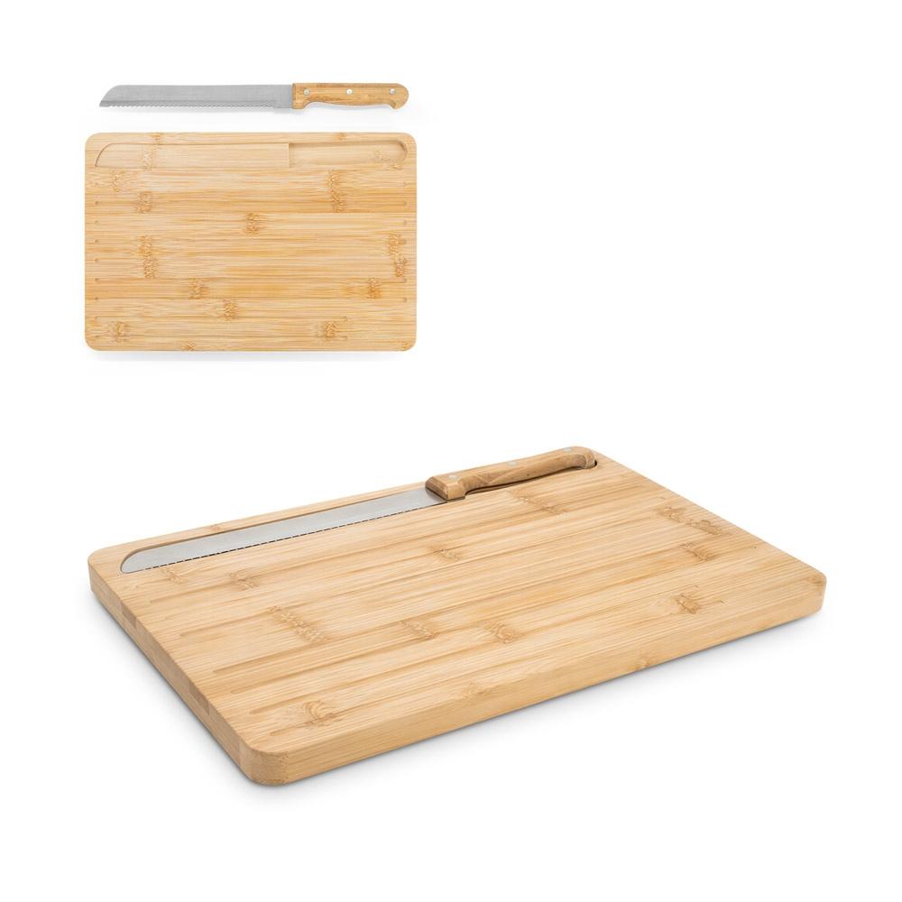 Tocător pentru pâine din bambus cu cuțit Catcher Natural