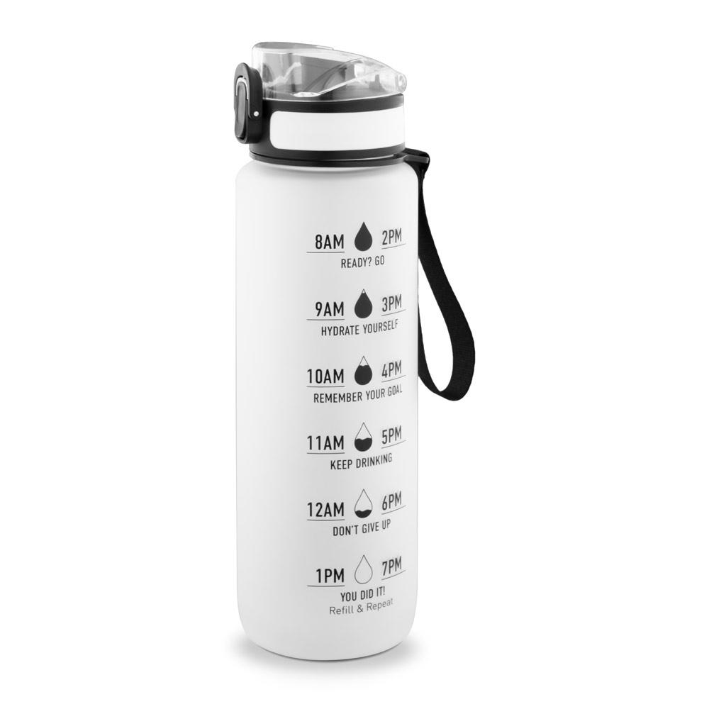 Sticlă din PET reciclat cu marcaje pentru hidratare Eriksson Alb