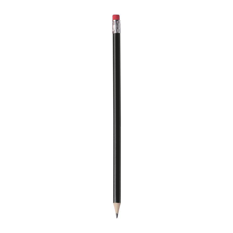 Creion din lemn cu radieră Negru